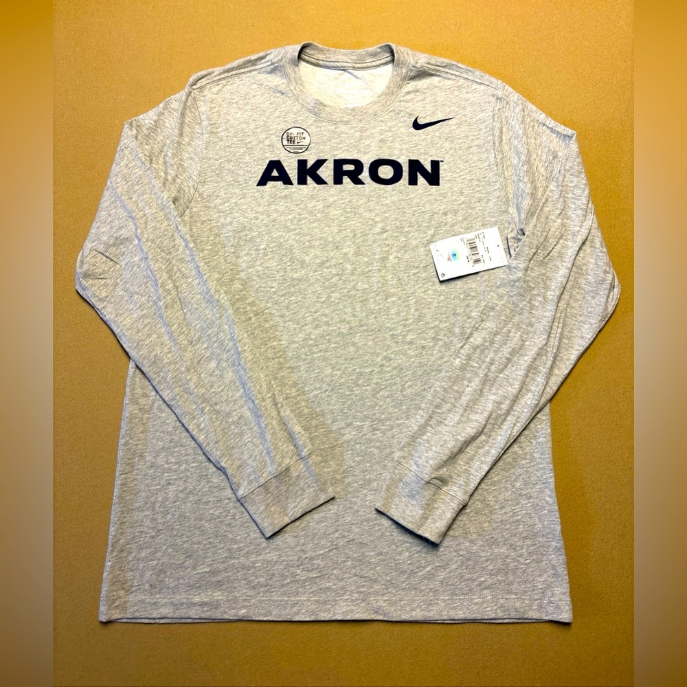 NEW Nike Akron Zips T-shirt Gray Size Large Men’s Long Sleeve Tshirt Tee Shirt L